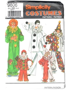Simplicity 9806 Sewing Pattern Boys/Girls Clown/Jester Costume & Hat Child 2-12 - Picture 1 of 4