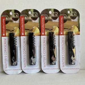 Lots Of 4 EveryDay Living Waiter's Black & Silver 4 1/2 Inch Corkscrew - Picture 1 of 5