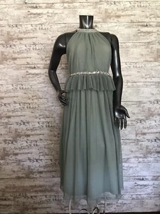 ASOS design Women Dress Size 8 Embroidered neck ruffle Waist prom bridesmaids - Picture 1 of 12