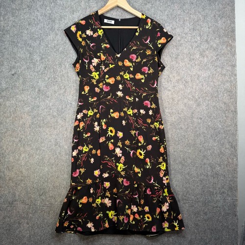 Abito donna Moschino economico e chic taglia 14 floreale orlo arricciato stampa linea A