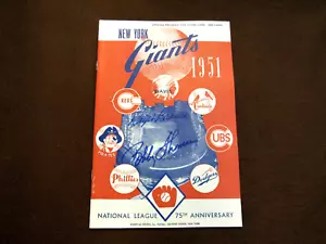 BOBBY THOMSON RALPH BRANCA SHOT HEARD ROUND WORLD SIGNED AUTO 1951 PROGRAM JSA - Picture 1 of 4