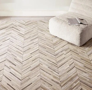 Handmade Brazilian Cowhide Leather Beige Area Rug 5x8, 8x10 ft Carpet For Living - Picture 1 of 8