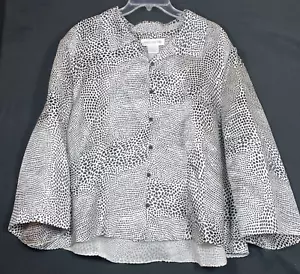Jones New York Women Size 22W 100% Silk Long Sleeve Animal Print Shirt Top - Picture 1 of 6