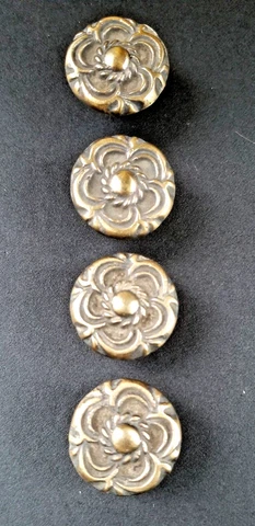 4 Antique Vintage Style French Provincial Brass Floral Knobs Pulls Handles #K19 Cover