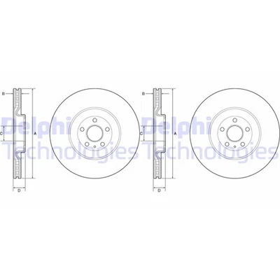 2X DISCHI FRENANTI DELPHI 366MM VENTILATI ANTERIORI ADATTI PER VOLVO XC60 XC90 - Immagine 1 di 2