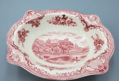 Johnson Bros Old Britain Castles Pink Ironstone 10" Oval Serving Bowl - Image 1 of 4