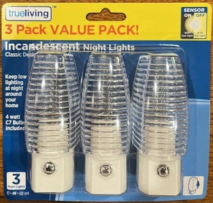3 Pack 4 Watt Nightlight In Value Pk Includes Bulbs Plug In Dusk To Dawn - Picture 1 of 2