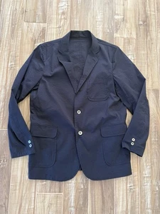 Beams Plus Jacket 3B Blazer XL 42 Navy Blue Sport Coat Japan Seersucker - Picture 1 of 9