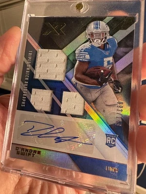 HOT   2020 D'ANDRE SWIFT RC _  XR  TRIPLE Rookie Patch Auto # 93/149  A+ - Image 1 of 2