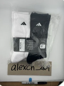 Adidas 6-Pack Men's Athletic Cushioned WHITE/BLACK Crew Socks Size L - Picture 1 of 5