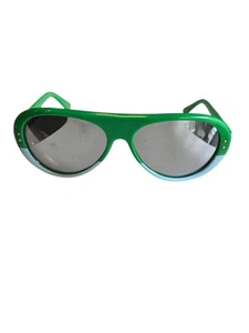 Vtg Retro 70s Vtg I Ski Japan Green Vail Jr Mirrored Aviator Youth Sunglasses - Picture 1 of 5
