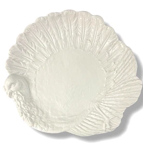 White Turkey Cake Cookie  Plate Thanksgiving Italy Vintage - Picture 1 of 12