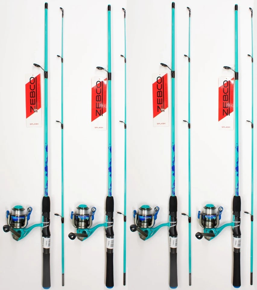 (LOT OF 4) ZEBCO SPLASH SPLBL20602ML 6' MEDIUM LIGHT 2PC SPINNING COMBO 21-42283 - Image 1 of 1