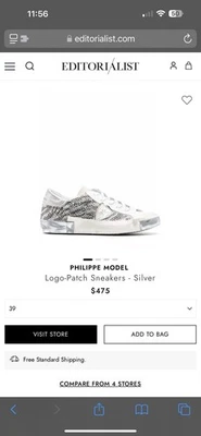 Zapatillas plateadas con parche con logotipo modelo Philippe Foto 1 de 4