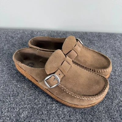 Birkenstock Buckley 麂皮绒皮革木底鞋 39 码莫卡辛鞋头扣女式美国 8 码 — 第 1/4 张图片