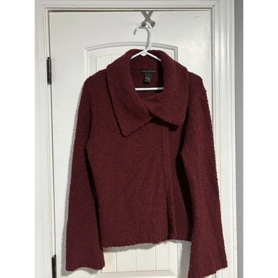 Elena Solano Burgundy Wool Blend Boucle Jacket Size L - Image 1 of 3