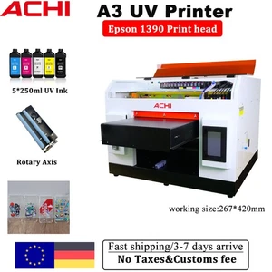 ACHI A3 UV Printer Epson R1390 Print Head Flachbett UV Tablet Drucker Poland - Picture 1 of 13
