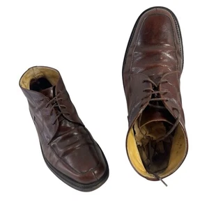 VTG Y2K Men Sz 8.5 Chunky Brooks Brothers Boots Brown Leather Rugged Oxford - Picture 1 of 8