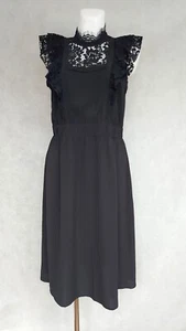 Black sleeveless dark fairy witchy summer dress, black lace frock, large size - Picture 1 of 9