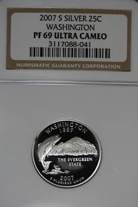 2007 S NGC PF69 ULTRA CAMEO WASHINGTON SILVER WASHINGTON QUARTER #B45174 - Picture 1 of 2