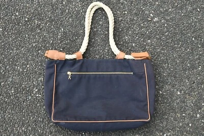 ¡Verano! Bolso de Mano Roberta di Camerino Lona Náutica - Borde y Forro de Cuero - Italia Foto 1 de 4