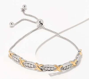 Brazalete Bolo Accents by Affinity de plata de ley revestida de oro de 14K 0,10 cttw - Imagen 1 de 3