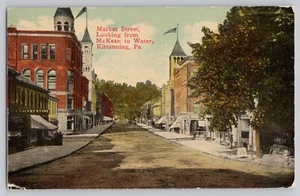 1917 Straßenansicht von Kittanning PA - Marktstraße mit Blick von McKean nach Wasser - Bild 1 von 2