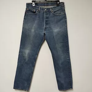 Jeans vintage anni 90 Levis 501xx made in USA taglia 35 x 32 bottoni mosca conici dritti - Foto 1 di 16