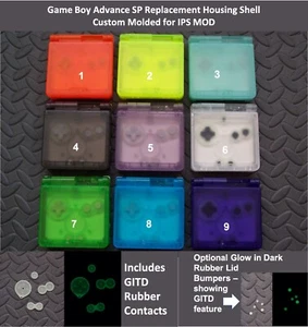 Carcasa de repuesto GBA SP moldeada a medida para pantalla de vidrio IPS - ¡ELIGE EL COLOR! - Imagen 1 de 40