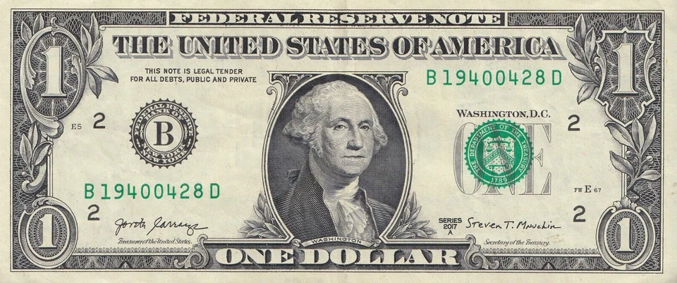 April 28th 1940 $1 One Dollar Bill Fancy Serial Number Birthday Note - Image 1 of 1