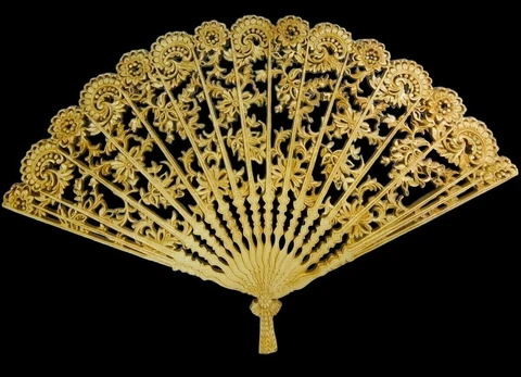 Vintage 43"x27" Burwood Syroco Resin Wall Hanging Oriental Fan Decor USA Made Cover