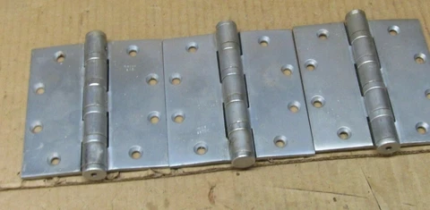 3 Vintage Soss  5" X 4.5"  Heavy Duty Satin Chrome Ball Bearing Door Hinges Cover