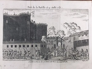 Prise de la Bastille 1789 Rarissime Gravure Époque Révolution Française Paris - Bild 1 von 5