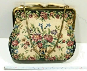 BOLSO CLUTCH TAPIZ VINTAGE por Mantessa Hecho en Alemania Occidental Floral Multicolor - Imagen 1 de 8
