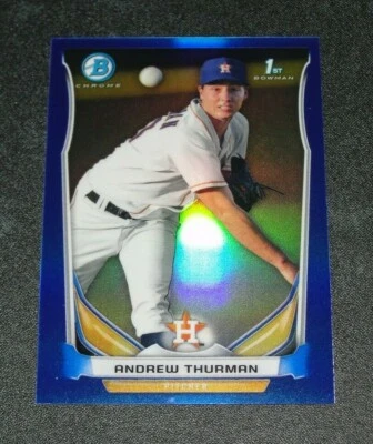 2014 Bowman Chrome ANDREW THURMAN #111 Mini Blue Refractor 1st RC/20 ASTROS Cal - Image 1 of 2