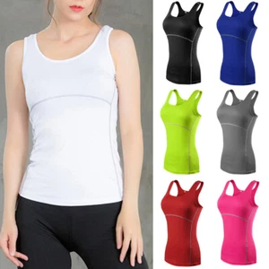 Women Stretch Vest Activewear Tops Gym Yoga Fitness Athletic Sportswear YL044 - Picture 1 of 19