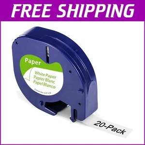 20-Pack Black on White 1/2" x 13' Label Maker Refills for DYMO Letratag Systems - Picture 1 of 8