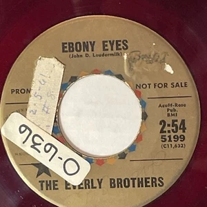 The Everly Brothers Ebony Eyes / Walk Right Back Promo Red Vinyl 45 RPM Record - Picture 1 of 4