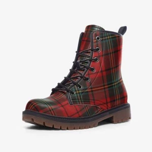 Red Scottish Clan Tartan Plaid Boots - Picture 1 of 25