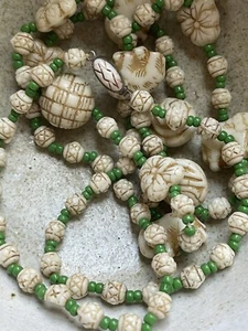 Czech Molded Glass Figural Beaded Art Deco Necklace On Rope With Beaded Clasp - Picture 1 of 12