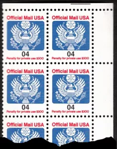 US Scott O146 Official Mail ~ 4 Cent ~ 6. April 1991 ~ 20er Streifen ~ OG, NH, XF - Bild 1 von 2