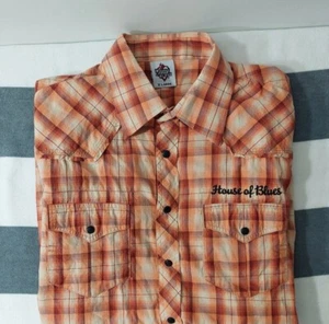 HOUSE OF BLUES Plaid Western Short Sleeve Snap Button Shirt Edward Dada XL - Picture 1 of 7