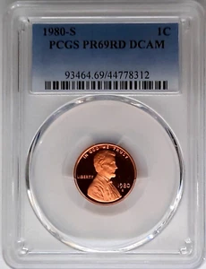 1980-S Proof Lincoln Cent PCGS PR69 RD DCAM -Fading Blue Label - Picture 1 of 4