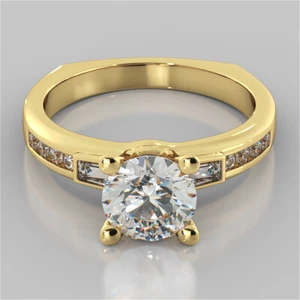 1.70 Ct Round Cut Simulated Diamond Wedding Ring Real 14K Yellow Gold Size 7 8  - Picture 1 of 6