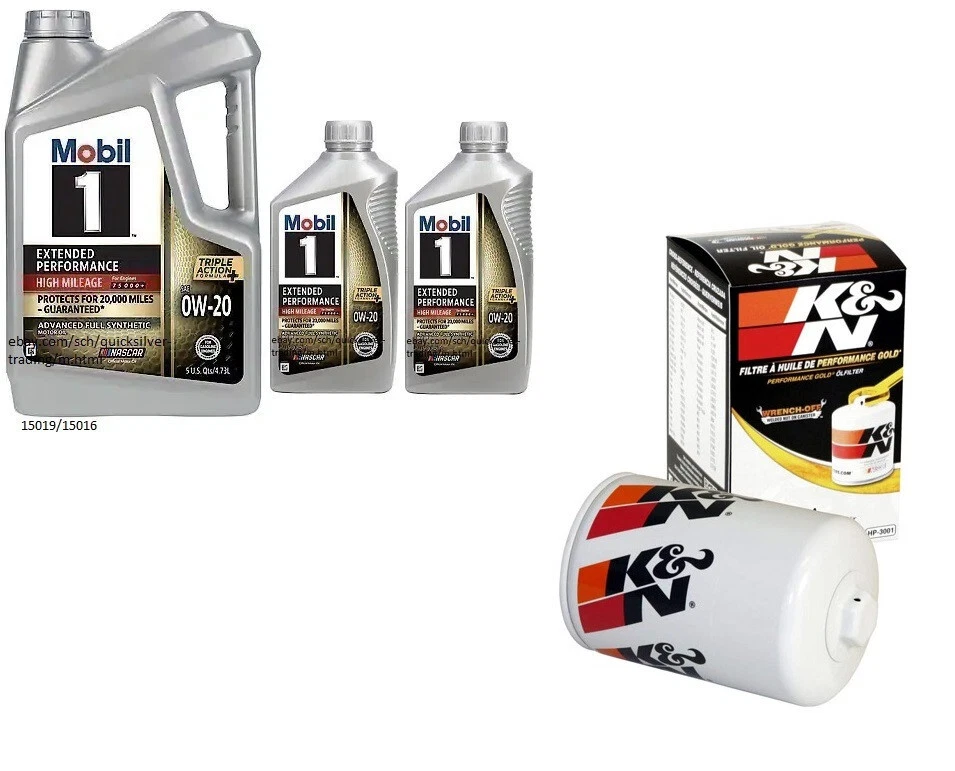 Aceite de motor Mobil1 0w20 EP/HM Adv Full Syn - 7 cuartos de galón con filtro de aceite K&N HP-3001 Foto 1 de 1