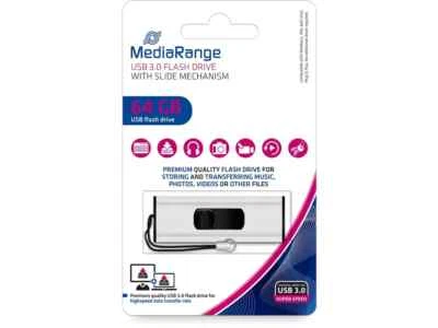 CLE USB 64 GO USB 3.0 MediaRange HYPER RAPIDE AUTO-PROTEGEE / coulissante stick - Photo 1/2