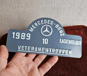 VINTAGE METAL AUTOMOBILE CAR RALLY SIGN # MERCEDES BENZ RALLY LADENBURG 1989 - Picture 1 of 4