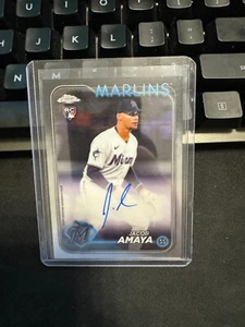 JACOB AMAYA 2024 Topps Chrome #RA-JAM Rookie AUTO RC Miami Marlins - Picture 1 of 2