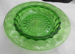 JEANNETTE CUBE GREEN BUTTER DISH BOTTOM ONLY GLASS RARE ROUND 1929 - Picture 1 of 2