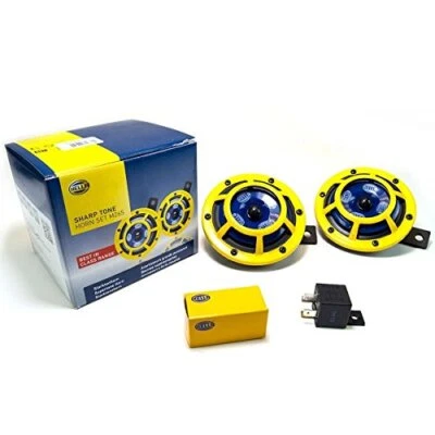 H31000001 Sharptone 12V High Tone / Low Tone Twin Horn Kit with Yellow Protec... Foto 1 de 4